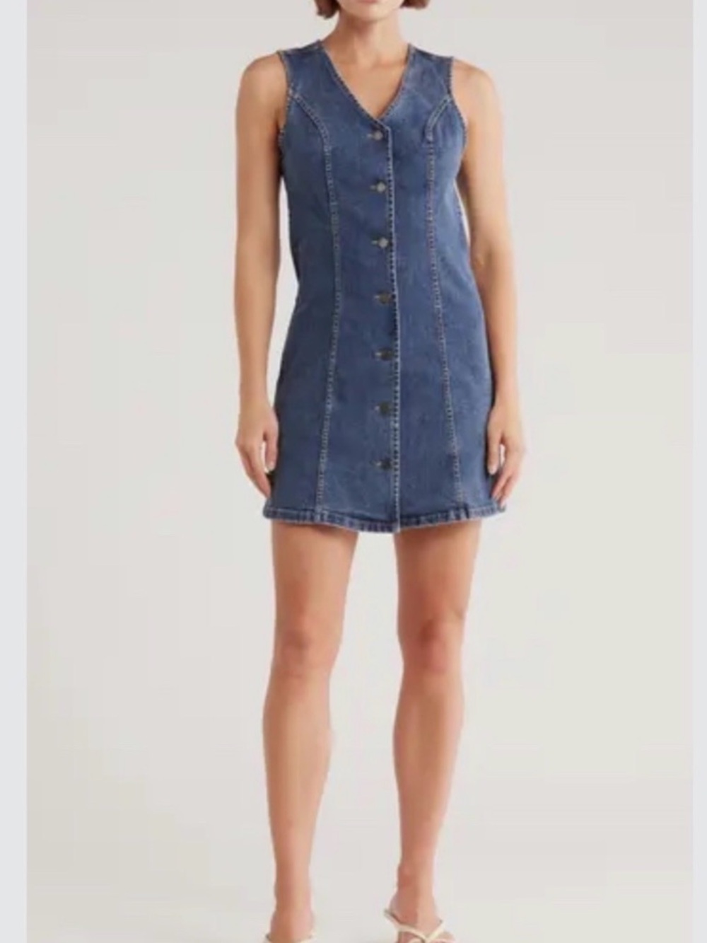NWT Habitual Women’s Denim Button-Front Mini Dress Large